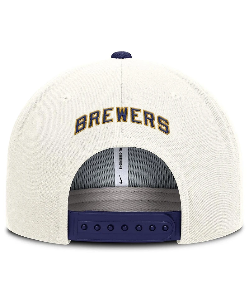 Nike Men's Cream/Royal Milwaukee Brewers Cooperstown Pro Dri-fit Snapback Hat