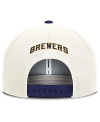 Nike Men's Cream/Royal Milwaukee Brewers Cooperstown Pro Dri-fit Snapback Hat