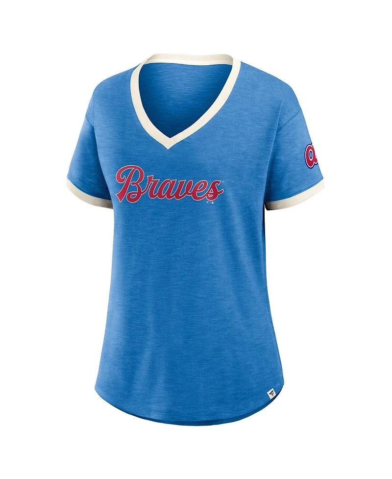 Fanatics Women's Royal Atlanta Braves Cooperstown Collection Vintage Play Slub V-Neck T-Shirt