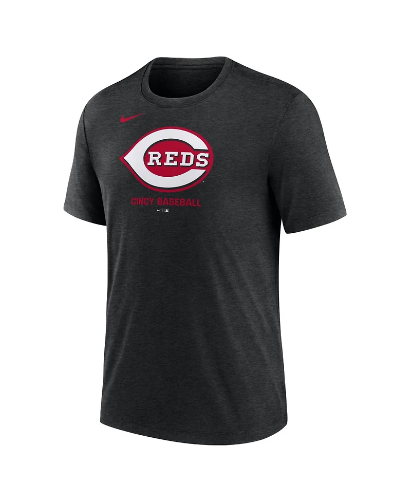 Nike Men's Black Cincinnati Reds Tri-Blend Logo T-Shirt