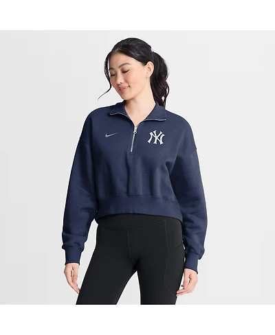 Nike Women's Navy New York Yankees Primetime Phoenix Fleece Half-Zip Sweatshirt