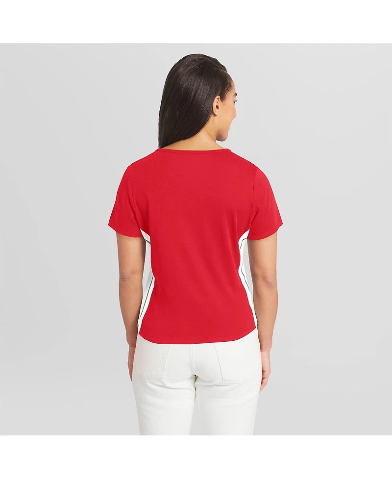 Wear by Erin Andrews Women's Red Philadelphia Phillies Notch Neck Cropped T-Shirt