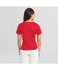 Wear by Erin Andrews Women's Red Philadelphia Phillies Notch Neck Cropped T-Shirt