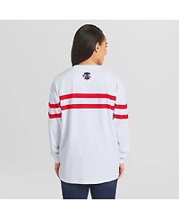 Wear by Erin Andrews Women's White Philadelphia Phillies Oversized Long Sleeve Striped T-Shirt