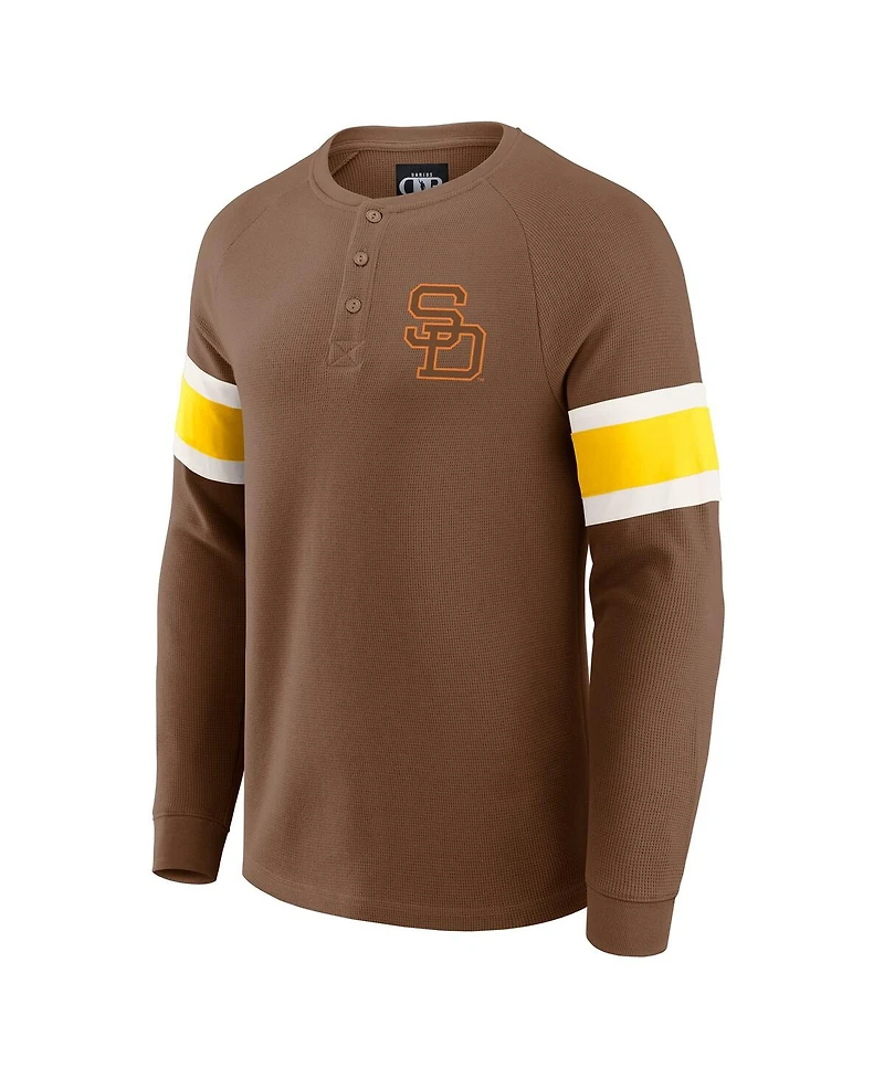 Darius Rucker Collection by Fanatics Men's Brown San Diego Padres Waffle-Knit Raglan Long Sleeve Henley T-Shirt
