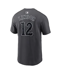 Nike Men's Francisco Lindor Anthracite New York Mets City Connect Name Number T-Shirt