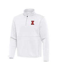 Antigua Men's White Illinois Fighting Illini Twist Quarter-Zip Pullover Jacket