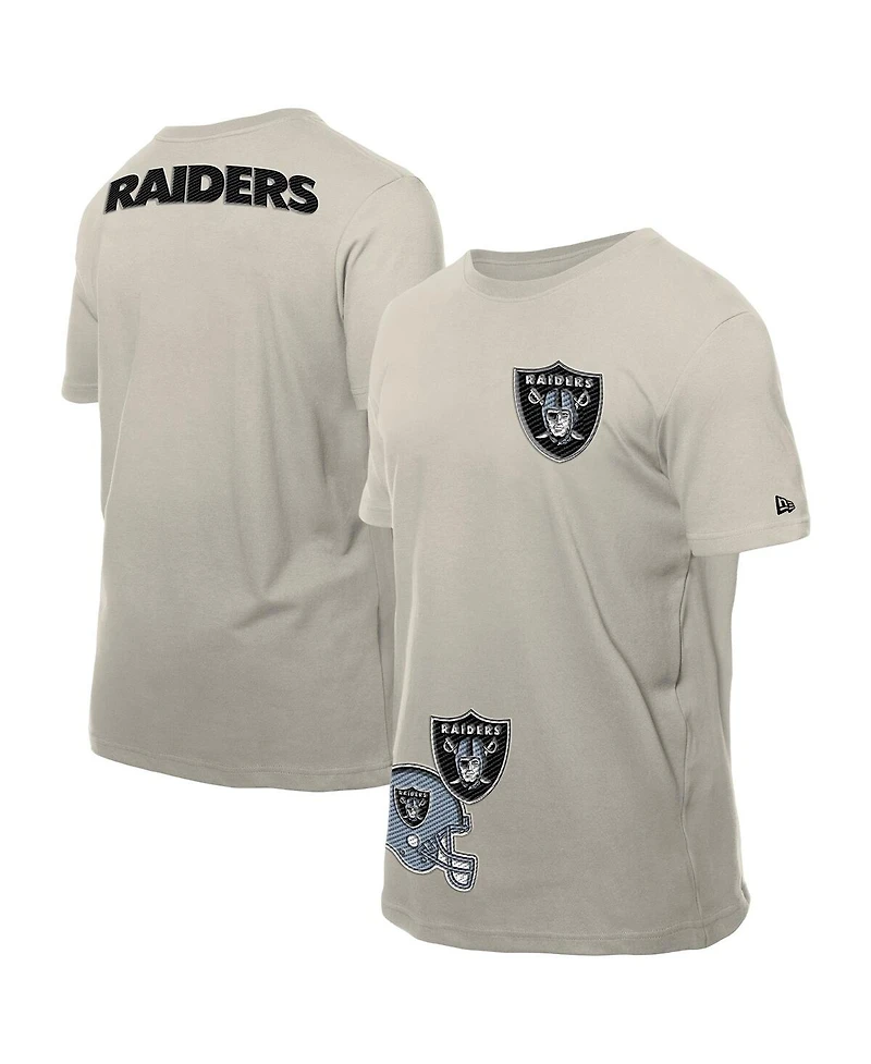 New Era Men's Light Beige Las Vegas Raiders Multi Patch T-Shirt