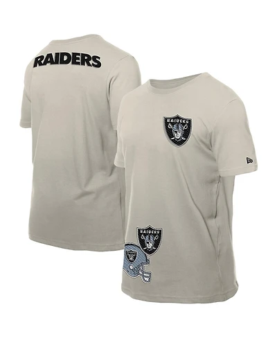 New Era Men's Light Beige Las Vegas Raiders Multi Patch T-Shirt