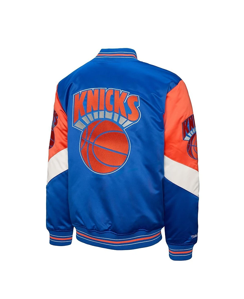Mitchell & Ness Men's Blue New York Knicks Throw It Back Heavyweight Full-Zip Satin Jacket
