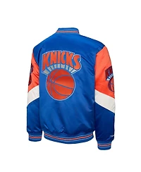 Mitchell & Ness Men's Blue New York Knicks Throw It Back Heavyweight Full-Zip Satin Jacket