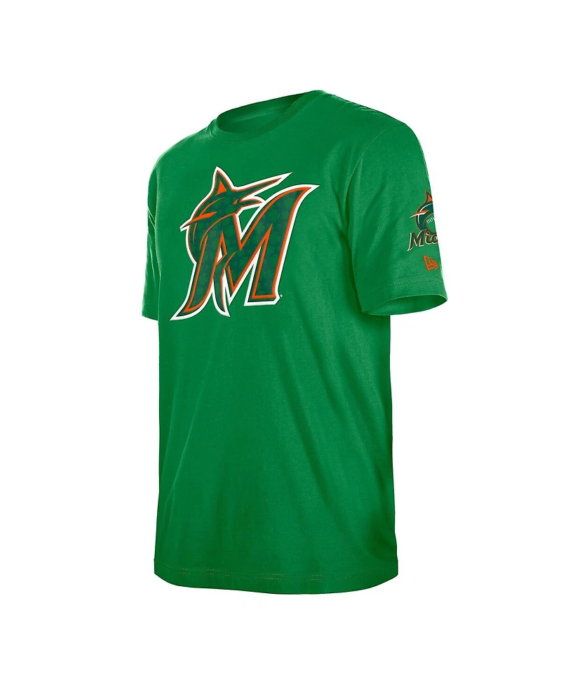 New Era Men's Kelly Green Miami Marlins St. Patrick's Day Shamrock Fill T-Shirt