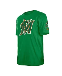New Era Men's Kelly Green Miami Marlins St. Patrick's Day Shamrock Fill T-Shirt