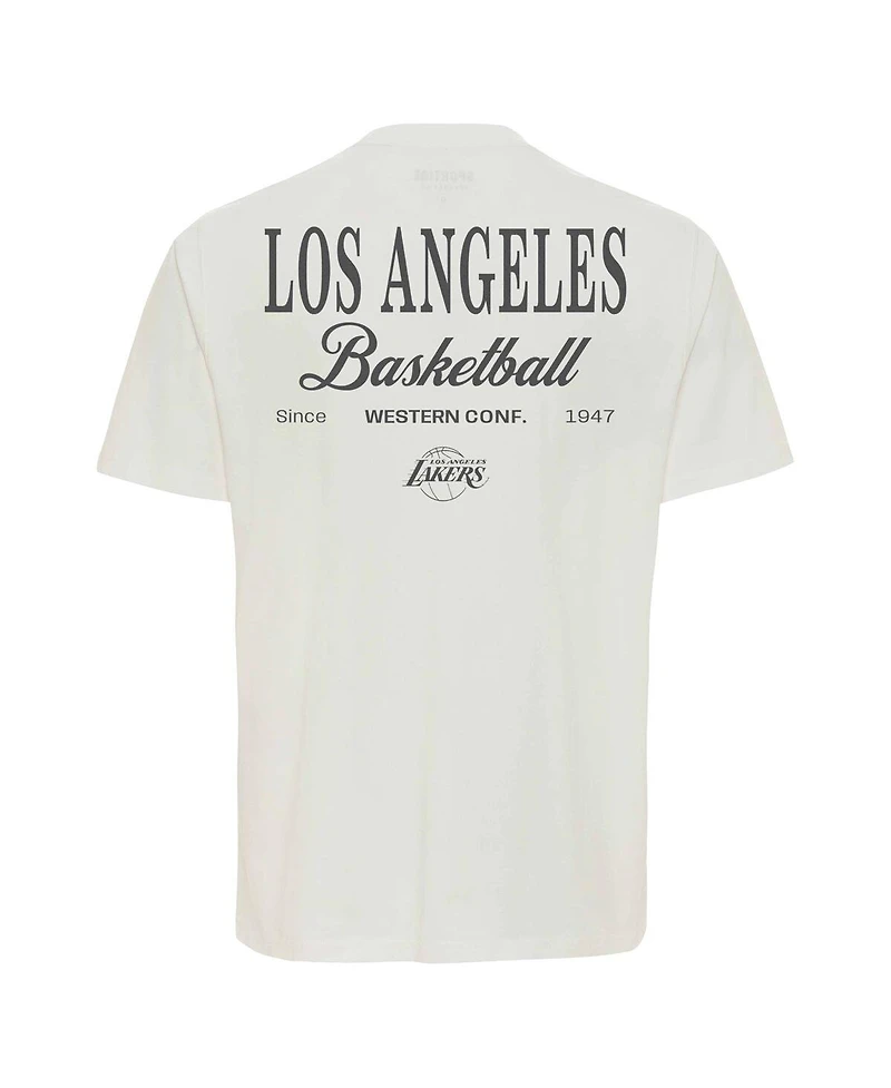 Sportiqe Men's and Women's Cream Los Angeles Lakers Athletic Club Collection Duke Relaxed fit Premium T-Shirt