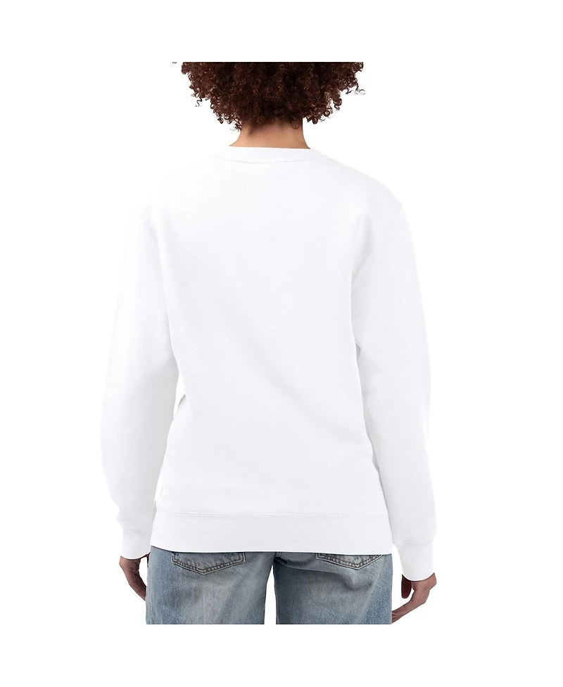 G-iii 4Her by Carl Banks Women's White New York Mets Team Logo Fleece Pullover Sweatshirt