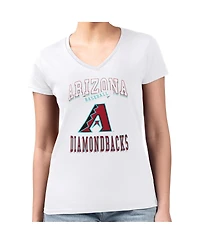 G-iii 4Her by Carl Banks Women's White Arizona Diamondbacks Super-Slim Fit Lightweight Team Logo Graphic V-Neck T-Shirt