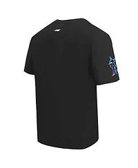 Pro Standard Men's Black Miami Marlins Turn It Up Dropped Shoulder T-Shirt