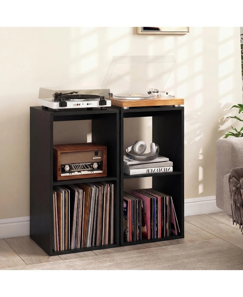 Slickblue 2-Cube Bookshelf with Back Guardrail for Living Room