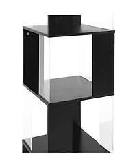 Rainsken 360° Rotating Bookshelf, 5-Tier Floor Standing Bookcase, Modern Display Rack with Acrylic Plate, Anti-toppling Base for Living Room