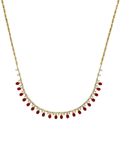 Lali Jewels Ruby (9/10 ct. t.w.) & Diamond (1/5 ct. t.w.) Necklace in 14k Yellow Gold