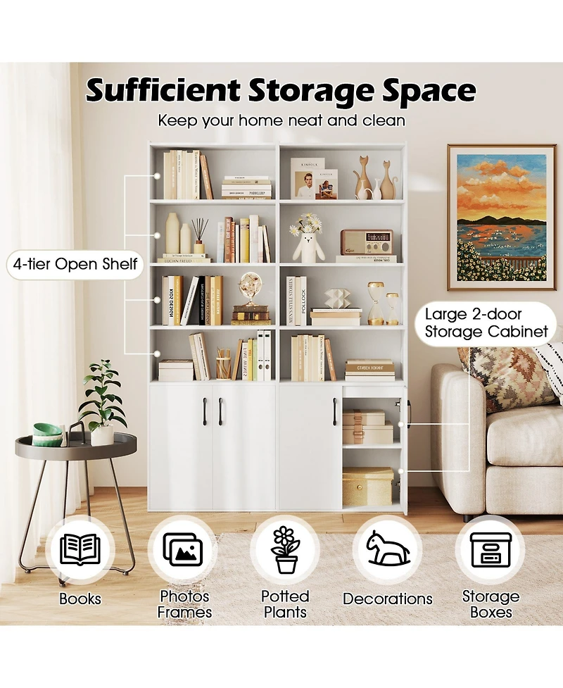 Slickblue 70 Inch Bookshelf 6-Tier with Storage Cabinet and Shelves