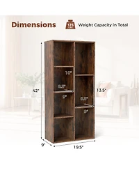 Slickblue 7-Compartment Bookshelf Vertical or Horizontal Storage