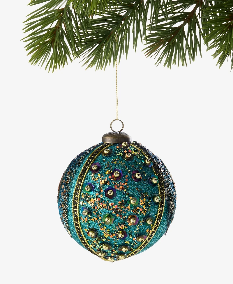 Holiday Lane Peacock Embellished Ball Ornament, Macy's Exclusive