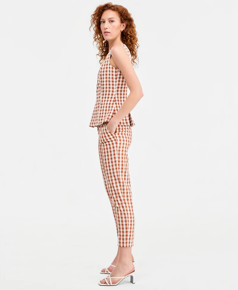 Tahari Asl Petite Gingham Mid-Rise Capri Pants