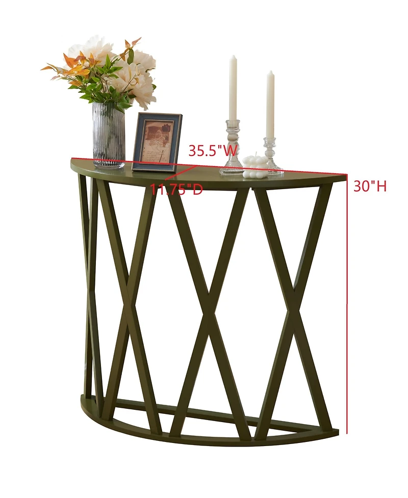Kings Brand Furniture Vienna Console Table - Semicircular Side Coffee for Living Room, Bedroom