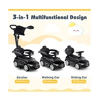 Hongge 3 1 Mercedes Benz Licensed Push Ride On Car with Canopy Steering Wheel and Storage for Toddlers