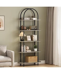 gaomon 71" Arched Bookshelf, 5-Tier Open Bookcase, Freestanding Tall Display Shelf with Metal Frame for Home
