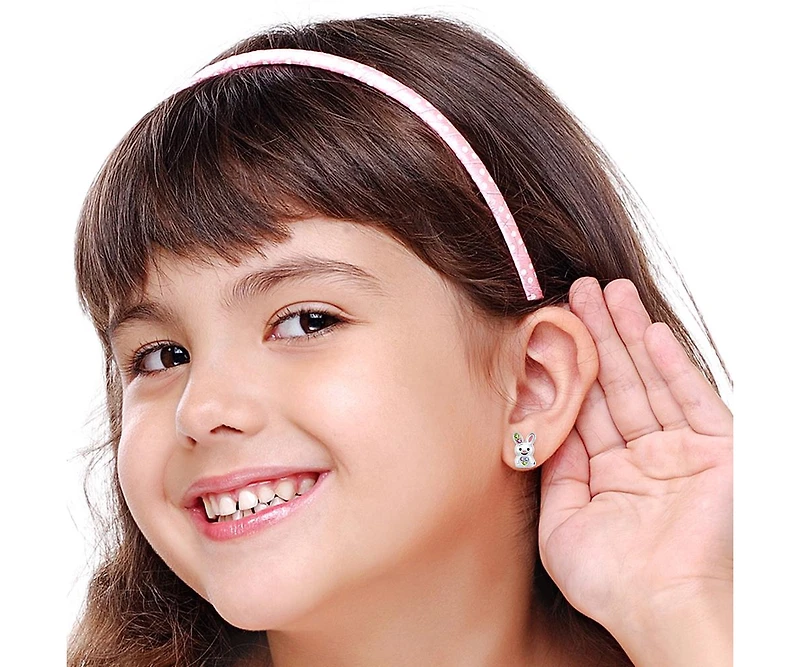 Chanteur Girls Kids Bunny Hypoallergenic Earrings for Girls with Surgical Titanium Screwbacks