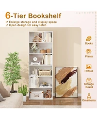Sugift 6-Tier Bookcase with 6 Open Shelves and Anti-Toppling Kits