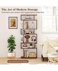 Sugift 6-Tier Geometric Bookshelf with 2 Anti-Tipping Kits for Home Office