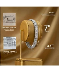 Genevive Sterling Silver White Gold Plated Cubic Zirconia Elegant Bracelet