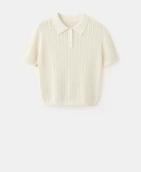 Mango Women's Openwork Knitted Polo-Neck Sweater