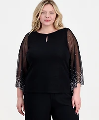 Alex Evenings Plus Boat-Neck Metallic-Knit Top