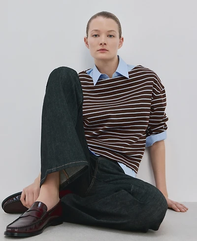 Mango Women's Striped Boatneck Sweatshirt