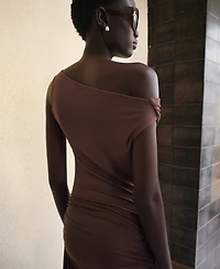 Mango Women's Gathered Body Asymmetrical Dress