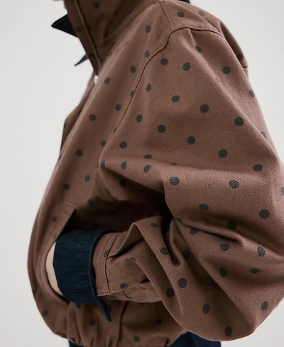 Mango Women's Polka-Dot Denim Bomber Jacket