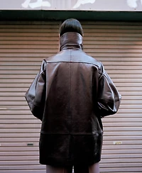 Mango Women's Oversized Funnel-Neck Leather Coat