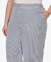 Ruby Rd. Plus Striped Seersucker Fly-Front Capri Pants