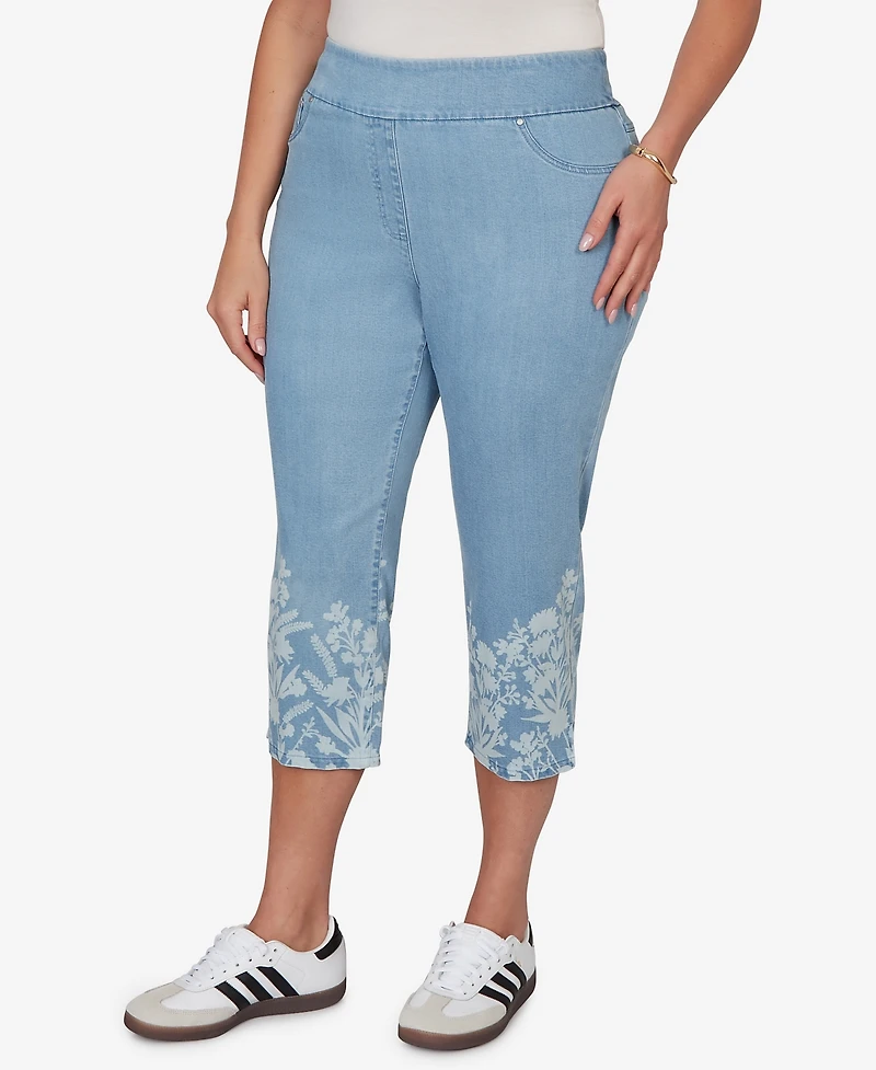 Ruby Rd. Plus Printed Hem Denim Capri Pants