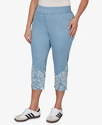 Ruby Rd. Plus Printed Hem Denim Capri Pants
