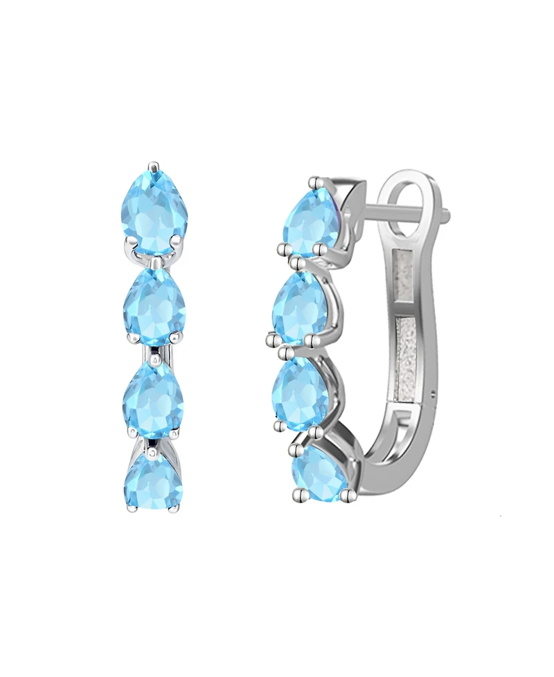 Macy's Lab Grown Emerald (1 ct. t.w.) Earrings Sterling Silver (Also Available Multi-Stones)