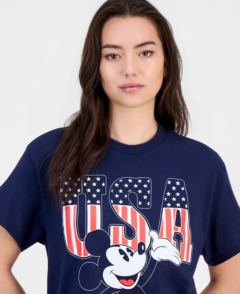 Disney Juniors' Mickey Usa Cotton Short-Sleeve T-Shirt