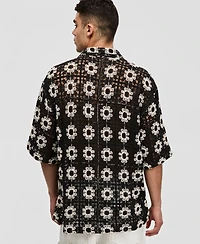 Mode of One Men's Boxy-Fit Short-Sleeve Crochet Shirt, Macy's Exclusive