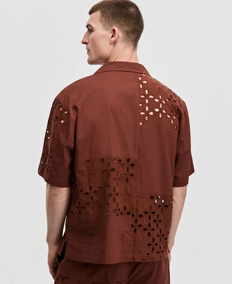 Mode of One Men's Short-Sleeve Boxy Patch Shirt, Macy's Exclusive