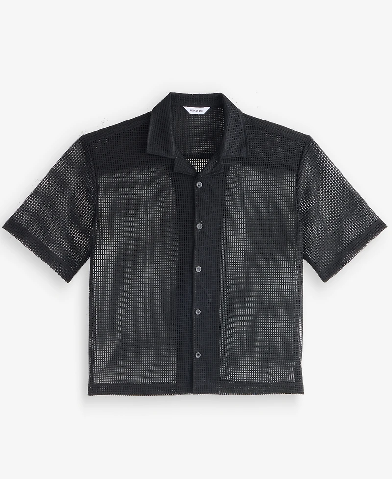 Mode of One Men's Boxy-Fit Short-Sleeve Mesh Shirt, Macy's Exclusive