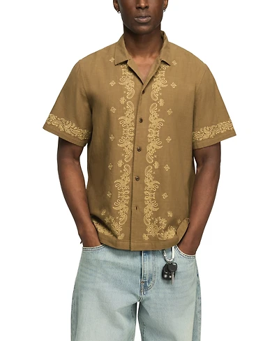 Lucky Brand Men's Short-Sleeve Bandana Eyelet Shirt